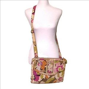 Vera Bradley Crossbody purse laptop bag floral pockets Travel Teacher School